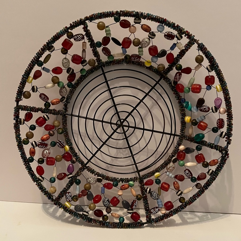 Handmade Beaded Wire Tray/Basket